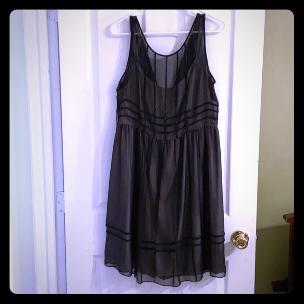 Calvin Klein Nude and Sheer black midi dress